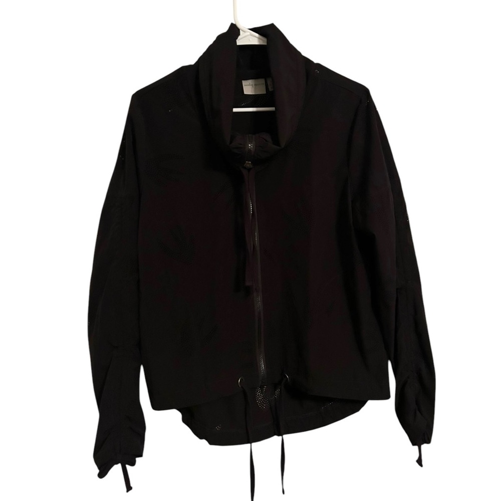 Nanette Lepore Women’s Black Jacket Small Full Zip Cowl‎ Neck Ruched Sleeves